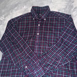 Vineyard Vines Murray Shirt Plaid Button Down Navy Green Red L 100% Cotton